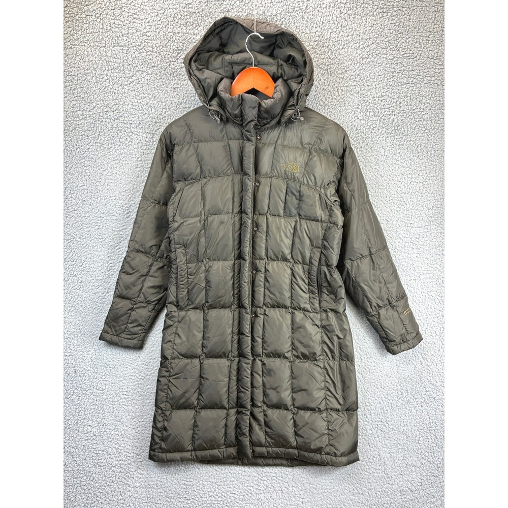 The North Face Metropolis Puffer Parka Coat Womens S Green 600 Down Quilted
